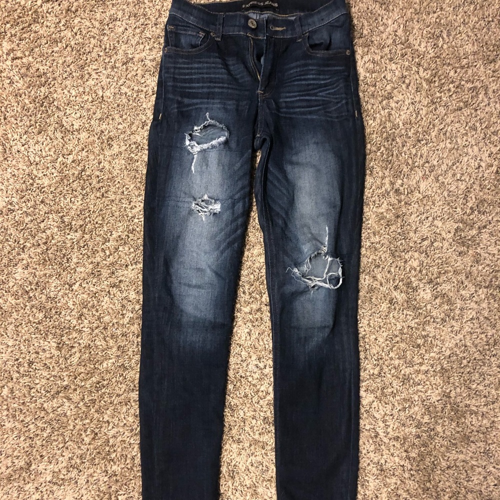 Dark colored ripped Express jeans!!